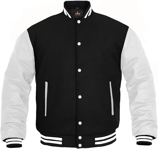 -BLACK VARSITY JACKET-